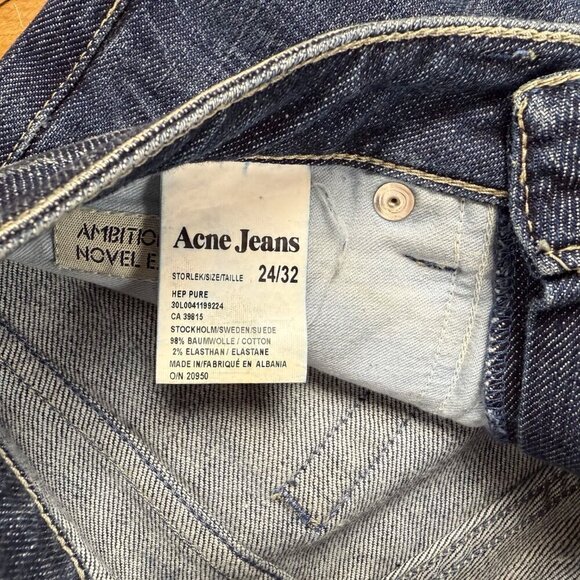 ACNE JEANS Hep Pure Classic Straight Low Waist Dark Blue Pre-washed Jeans Sz 24 - Picture 3 of 6